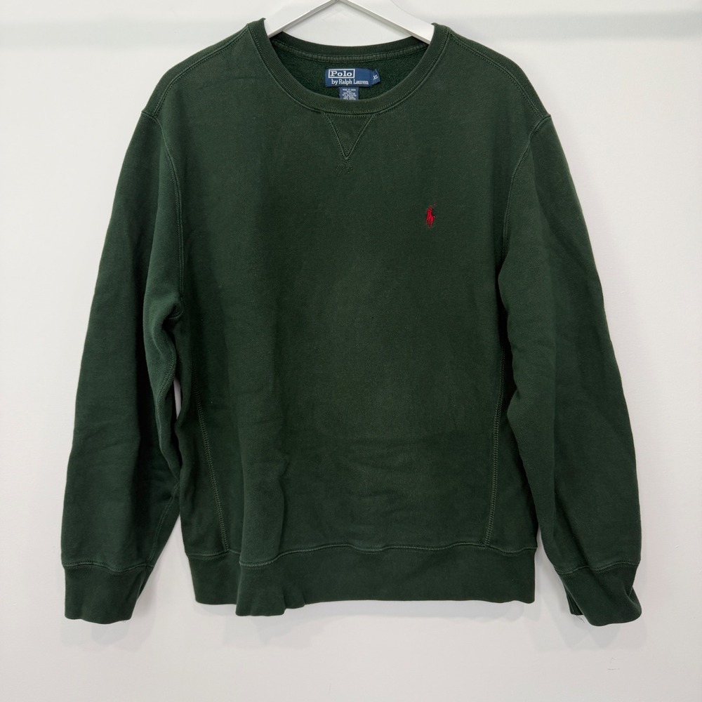 Vintage Polo Ralph Lauren XL Crewneck Sweatshirt Green Red Pony Logo Pullover